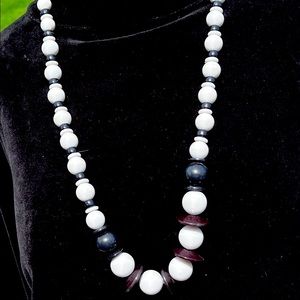 black & white beaded necklace. Simple,casual wear